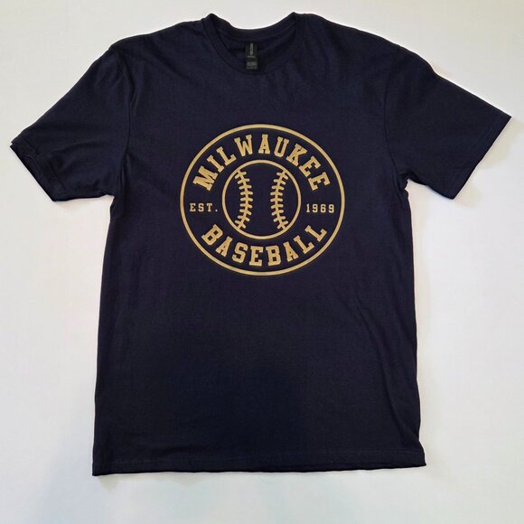 NWOT -- Milwaukee Brewers Seventh Inning Stretch Gameday Navy T-shirt / LG - Picture 1 of 7